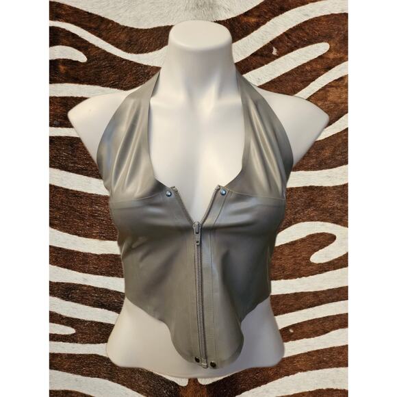 NWT Miaou Mara Corset Top Cami Latex Silver Fetish Sz M - Picture 1 of 6